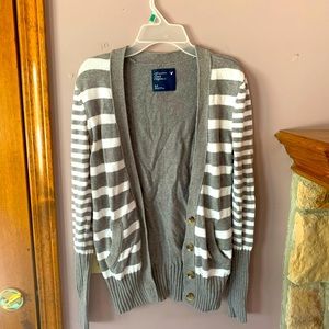 Gray and creme cardigan